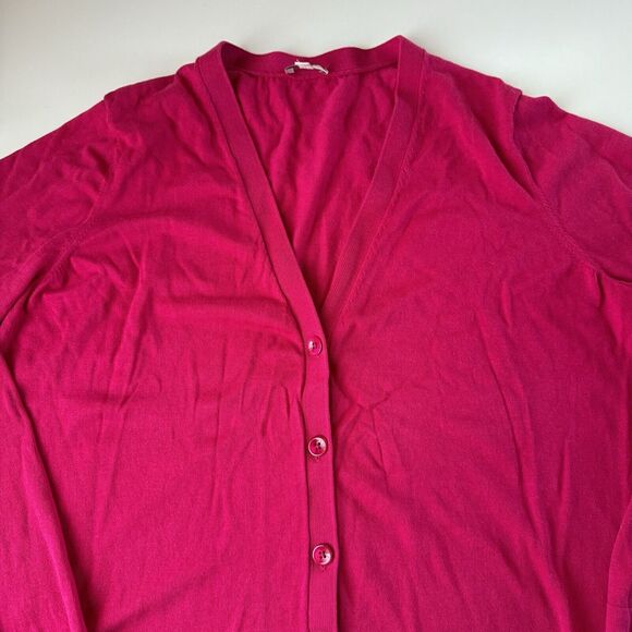 Talbots Size X Cardigan Magenta V Neck Button Down - Picture 3 of 12